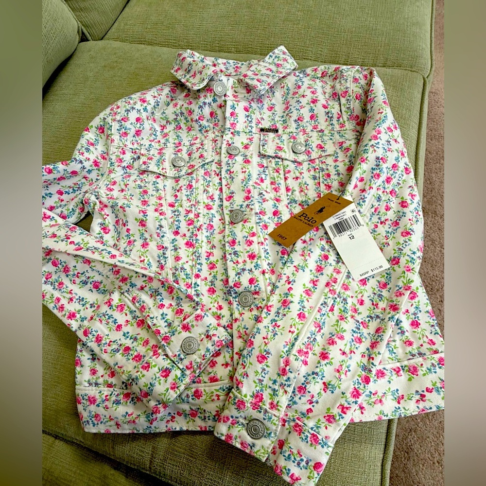 Polo Ralph Lauren Big Girls Lightweight Denim Trucker Jacket.  S 12 girls